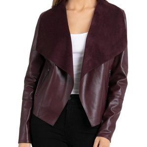 Bagatelle Drape Faux Leather & Faux Suede Jacket